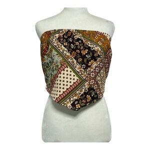 Altar’d State Strapless Patchwork Scarf Top Boho Floral L
